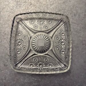 Vintage hazel atlas square clear dish with daisy pattern